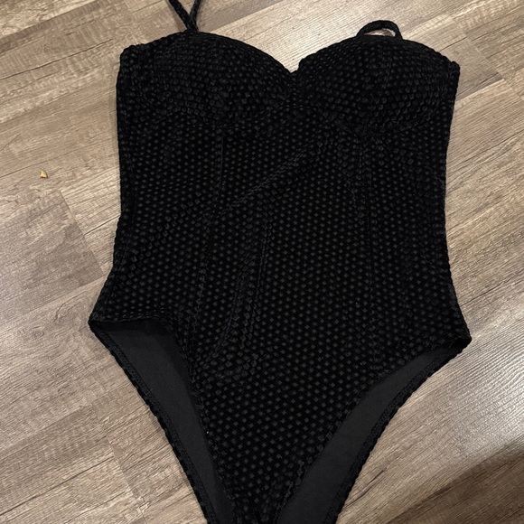 Flirty Feelings Black Velvet Bustier Bodysuit - Picture 7 of 7